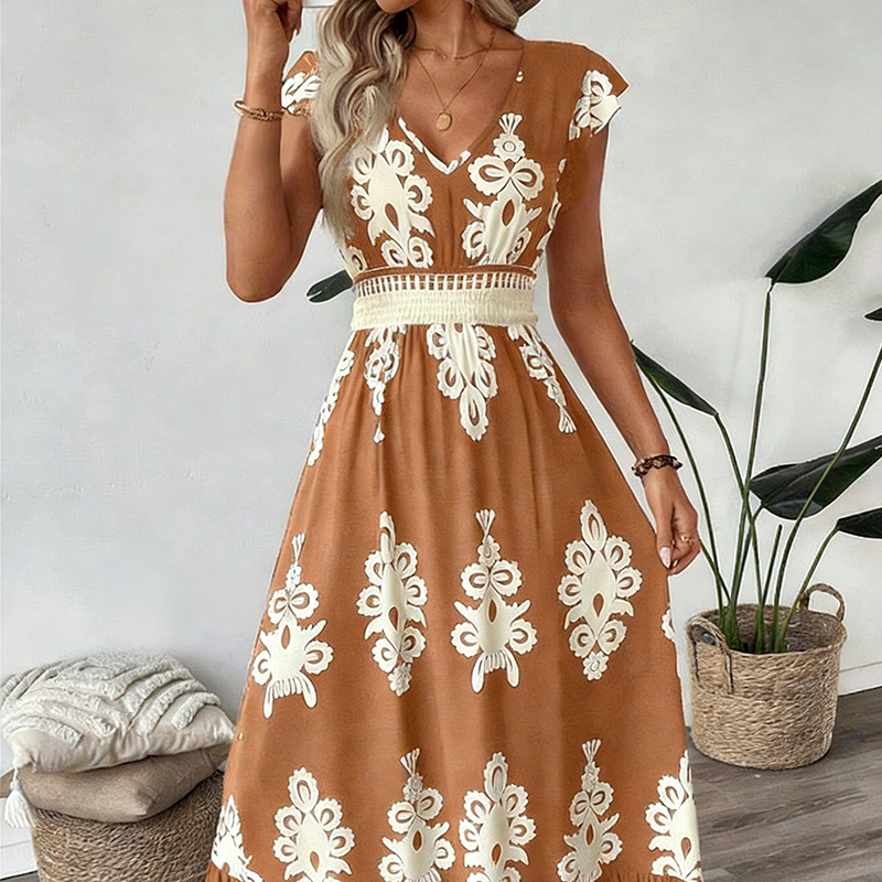 Valentina - Vestido Largo Fluido con Cuello en V