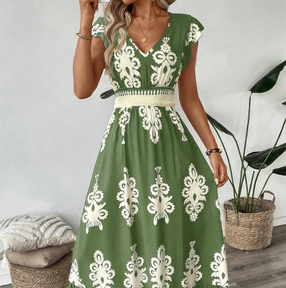 Valentina - Vestido Largo Fluido con Cuello en V