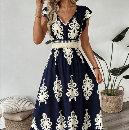 Valentina - Vestido Largo Fluido con Cuello en V