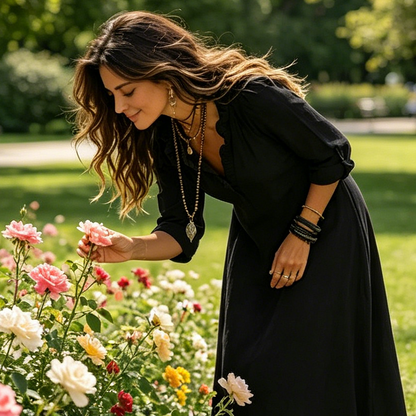 Camila - Vestido Maxi Boho Cuello en V con Volantes