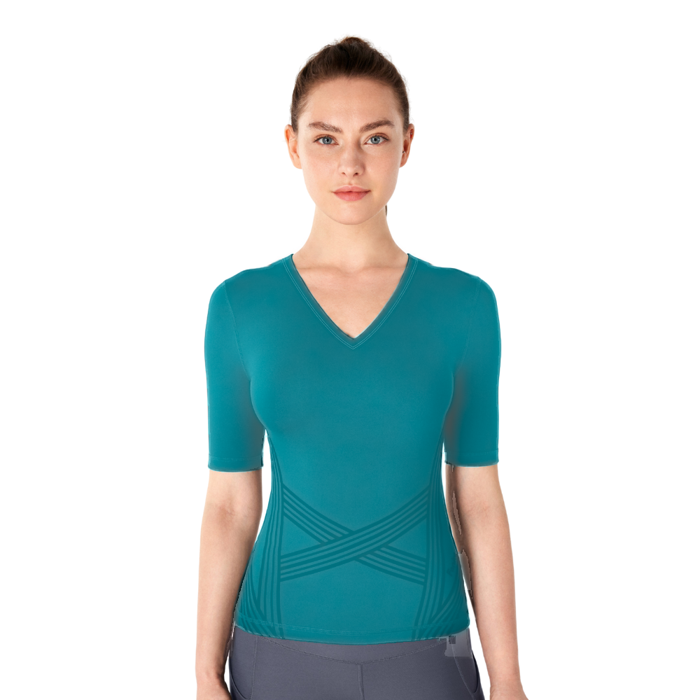 Camiseta deportiva de manga corta y cuello en V