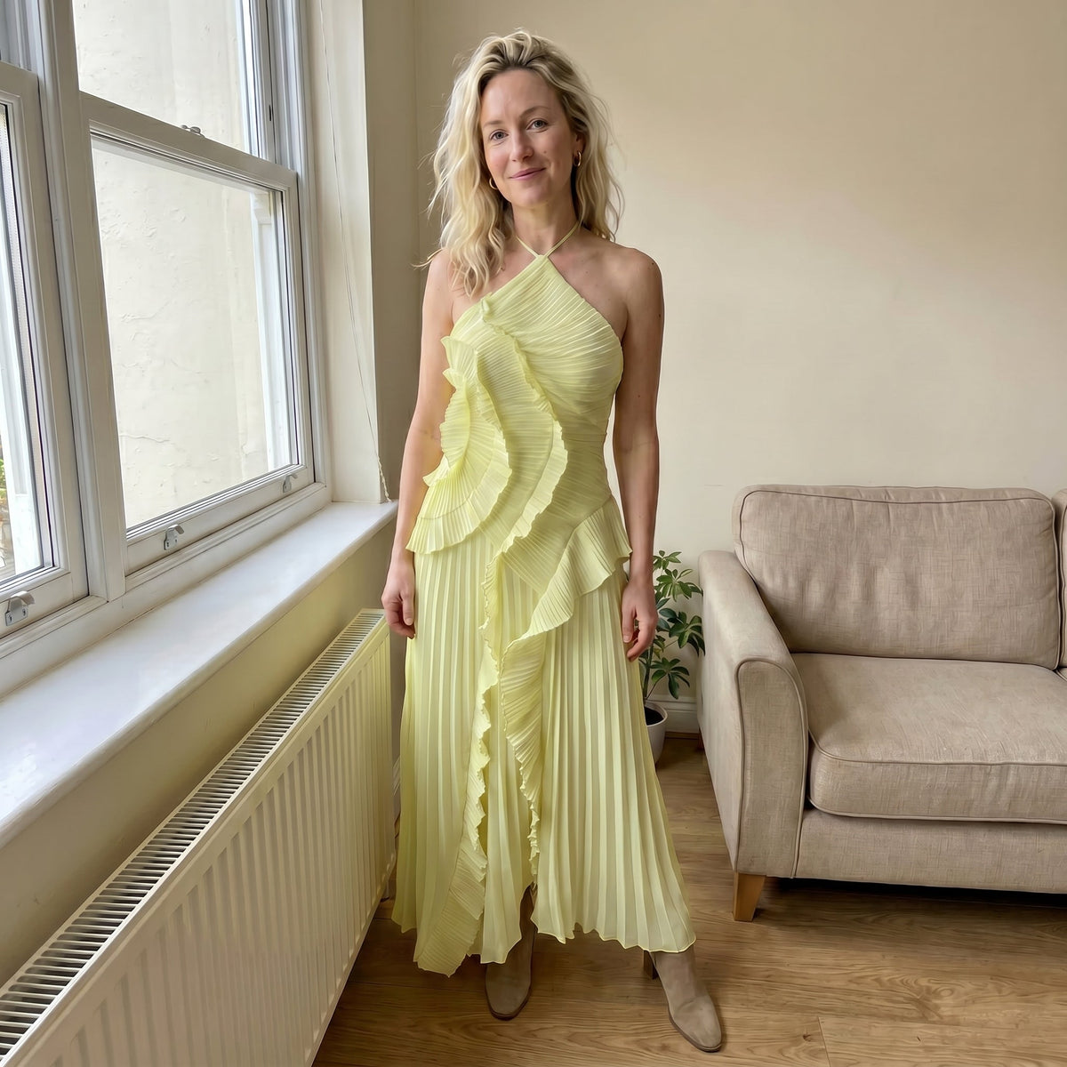 Leonora - Vestido Plisado con Volantes Elegante