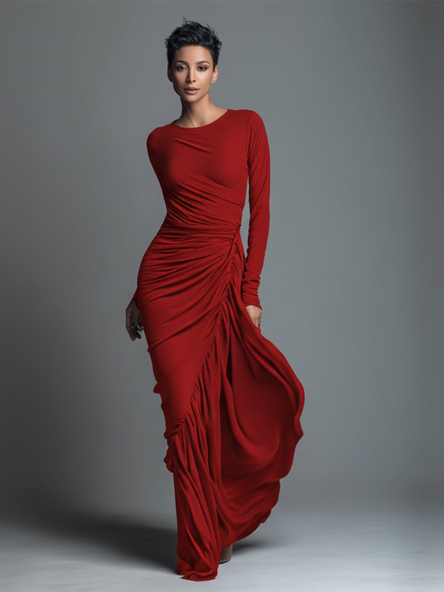 Carolina - Vestido Maxi de Punto Jersey con Fruncidos