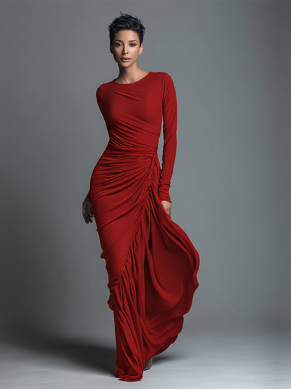 Carolina - Vestido Maxi de Punto Jersey con Fruncidos