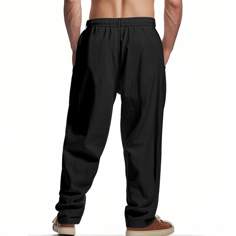 Enzo - Pantalones Casuales de Lino Relaxed Fit