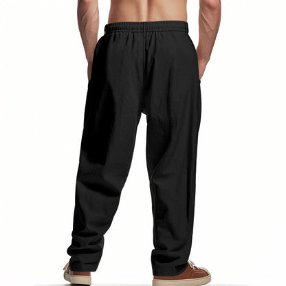 Enzo - Pantalones Casuales de Lino Relaxed Fit