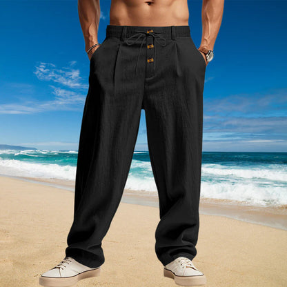 Enzo - Pantalones Casuales de Lino Relaxed Fit
