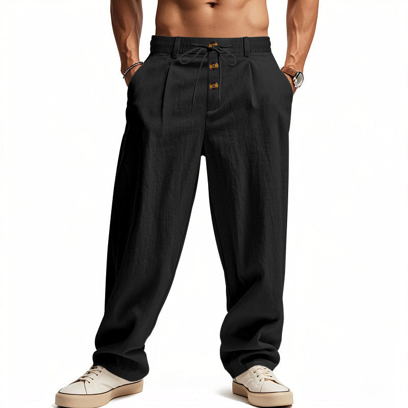Enzo - Pantalones Casuales de Lino Relaxed Fit