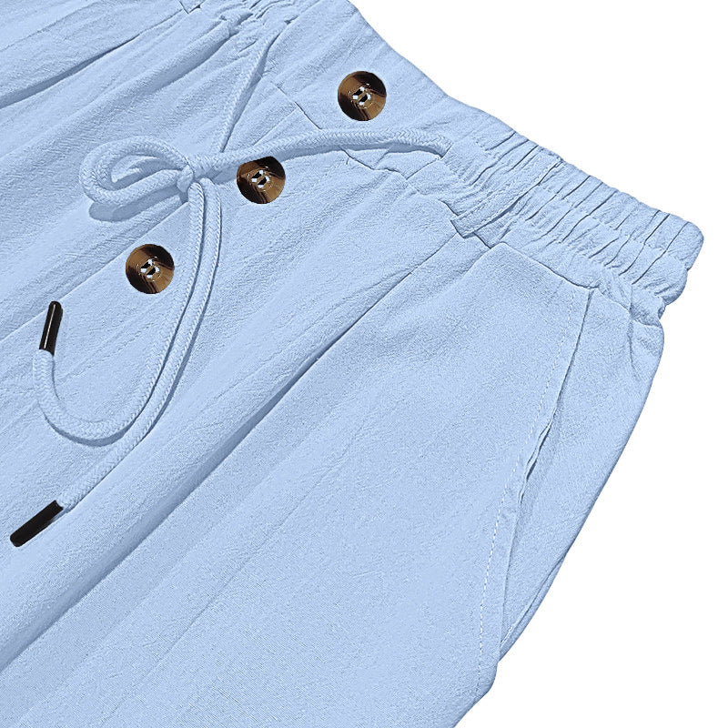 Enzo - Pantalones Casuales de Lino Relaxed Fit