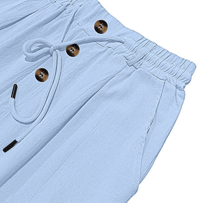 Enzo - Pantalones Casuales de Lino Relaxed Fit