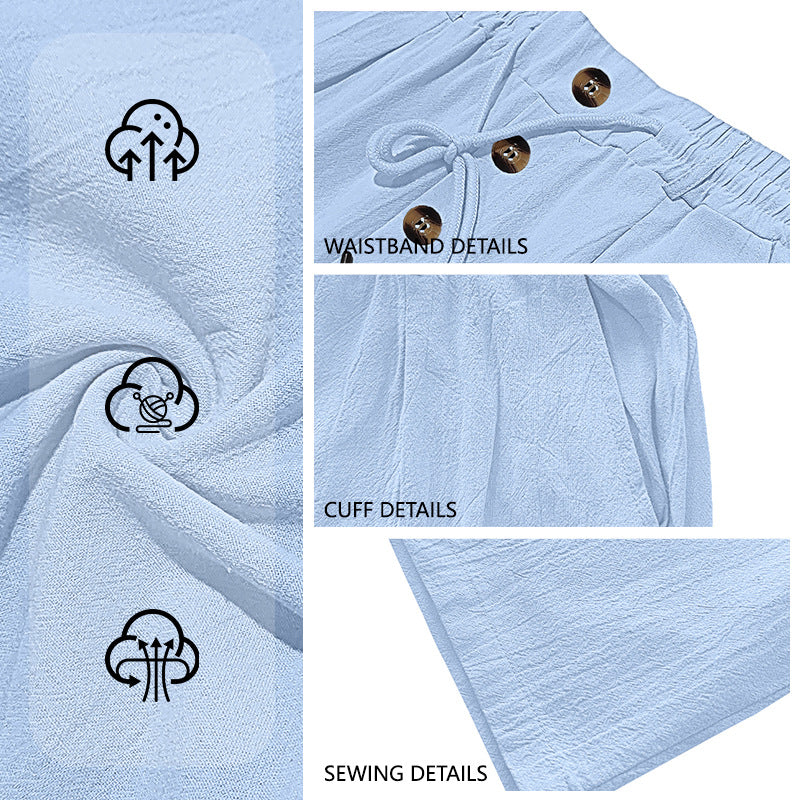 Enzo - Pantalones Casuales de Lino Relaxed Fit